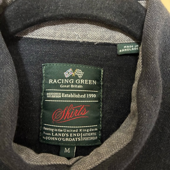 Racing Green British Style Button Up Shirt Men’s M Charcoal Long Sleeve - Picture 6 of 8